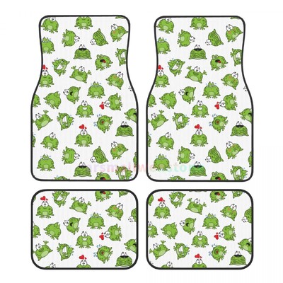 Cute Frog 4 bucăți covoraș de podea pentru femei din catifea de cristal, covoraș pentru podea auto antifouling Accesorii pentru interiorul mașinii
