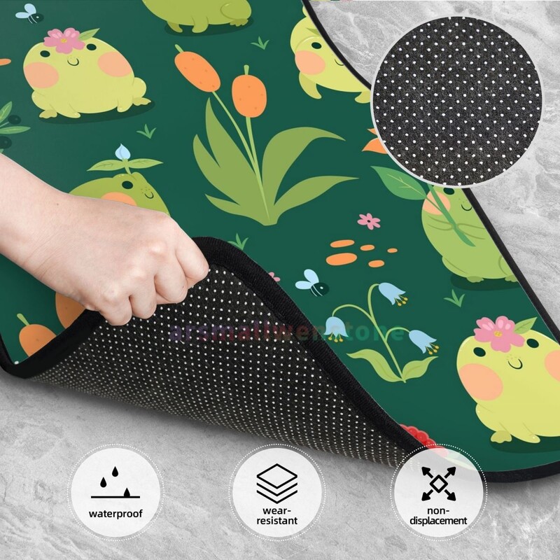 Cute Frog 4 bucăți covoraș de podea pentru femei din catifea de cristal, covoraș pentru podea auto antifouling Accesorii pentru interiorul mașinii