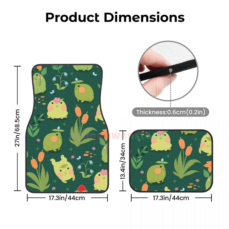 Cute Frog 4 bucăți covoraș de podea pentru femei din catifea de cristal, covoraș pentru podea auto antifouling Accesorii pentru interiorul mașinii