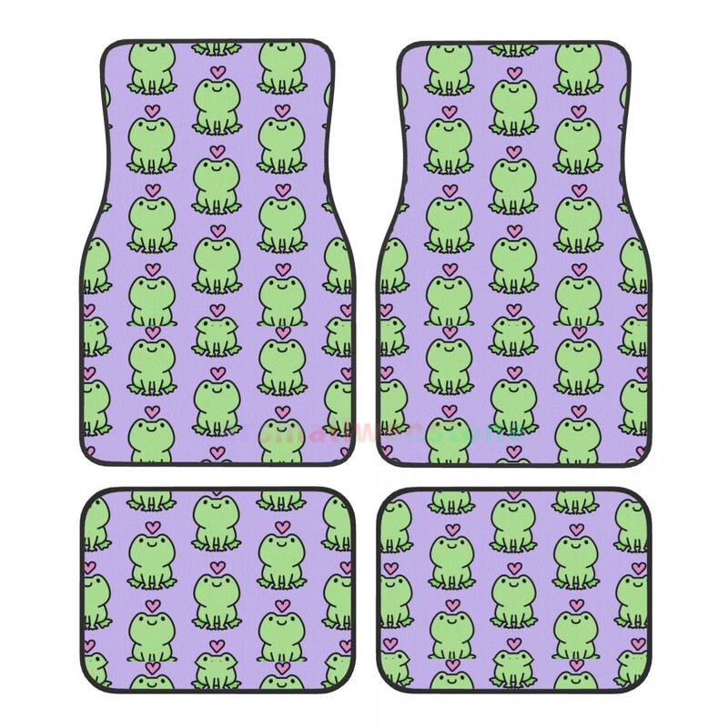 Cute Frog 4 bucăți covoraș de podea pentru femei din catifea de cristal, covoraș pentru podea auto antifouling Accesorii pentru interiorul mașinii
