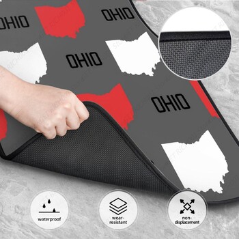 New Ohio State Map Grey Funny Σετ ποδιών αυτοκινήτου Σετ 4 τεμαχίων - Πατάκια δαπέδου χαλιών για αυτοκίνητα Αξεσουάρ αυτοκινήτου εμπρός πίσω