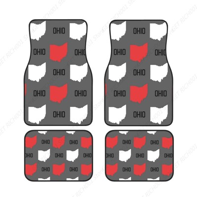 New Ohio State Map Grey Funny Auto Car Tep Mat Set od 4 Dijela - Tepih Tepih Za Automobile Auto Dodaci Prednji Stražnji