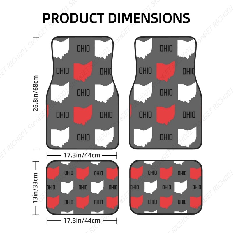 New Ohio State Map Grey Funny Auto Car Tep Mat Set od 4 Dijela - Tepih Tepih Za Automobile Auto Dodaci Prednji Stražnji