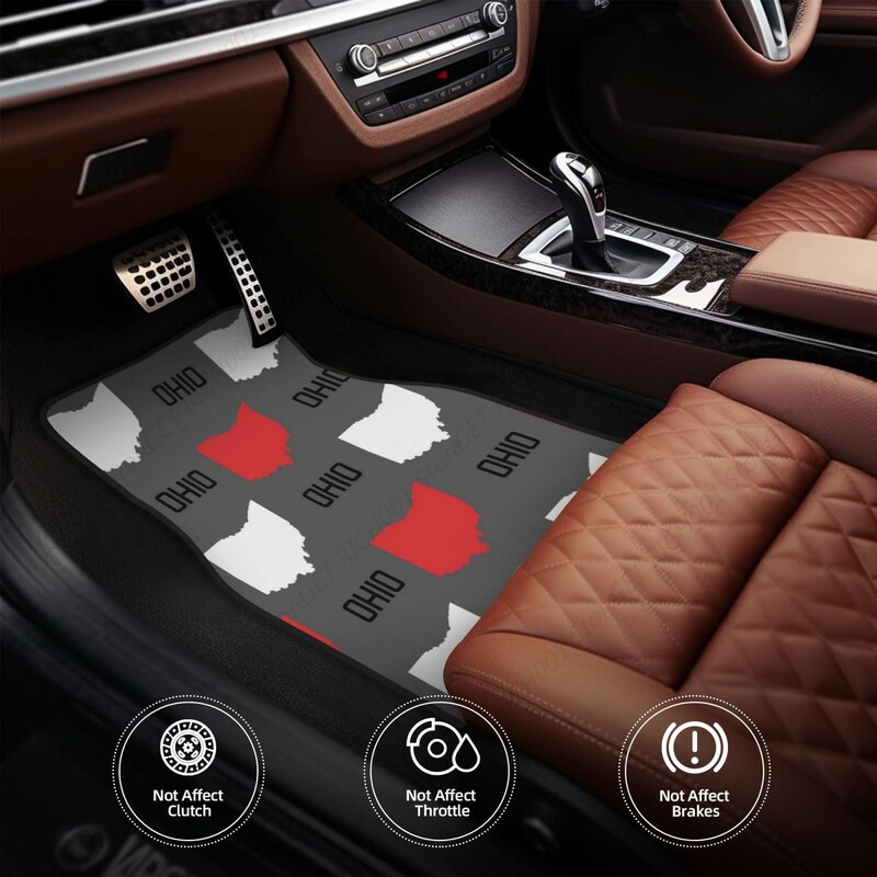 New Ohio State Map Grey Funny Auto Car Tep Mat Set od 4 Dijela - Tepih Tepih Za Automobile Auto Dodaci Prednji Stražnji