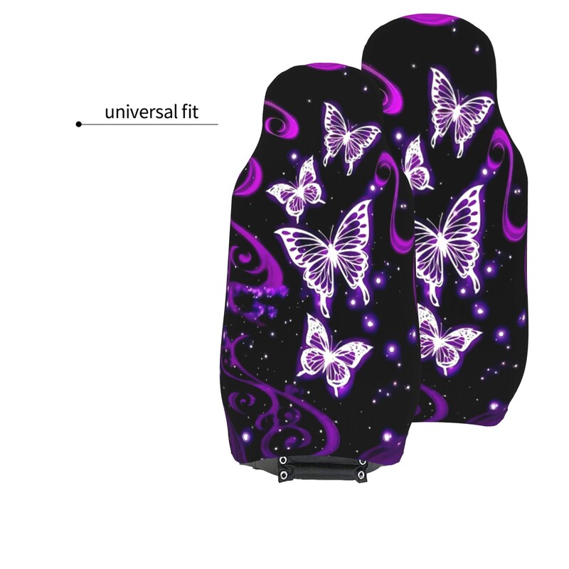 Purple Butterfly Accesorii pentru mașină Huse pentru scaune pentru mașină Protector pentru scaune pentru femei Fete Set complet 2 buc. Animal elastic elastic