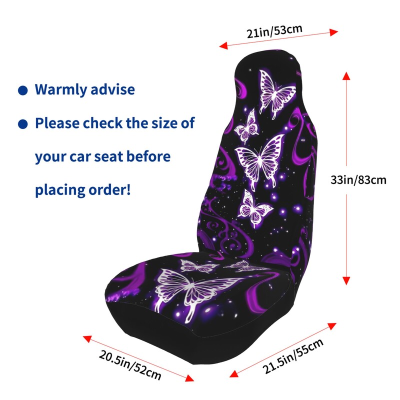 Purple Butterfly Accesorii pentru mașină Huse pentru scaune pentru mașină Protector pentru scaune pentru femei Fete Set complet 2 buc. Animal elastic elastic