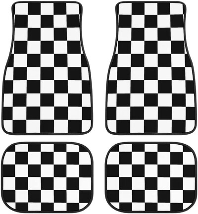 Covorașe pentru mașină cu cadru caroserie alb-negru