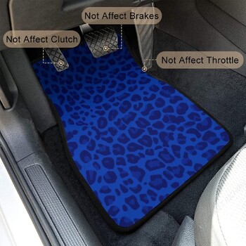 Blue Leopard Print 4 τεμαχίων Πατάκια αυτοκινήτου Χαλιά αυτοκινήτου Πλήρες σετ Universal Fit For Suv, Vans Trucks Προστασία παντός καιρού