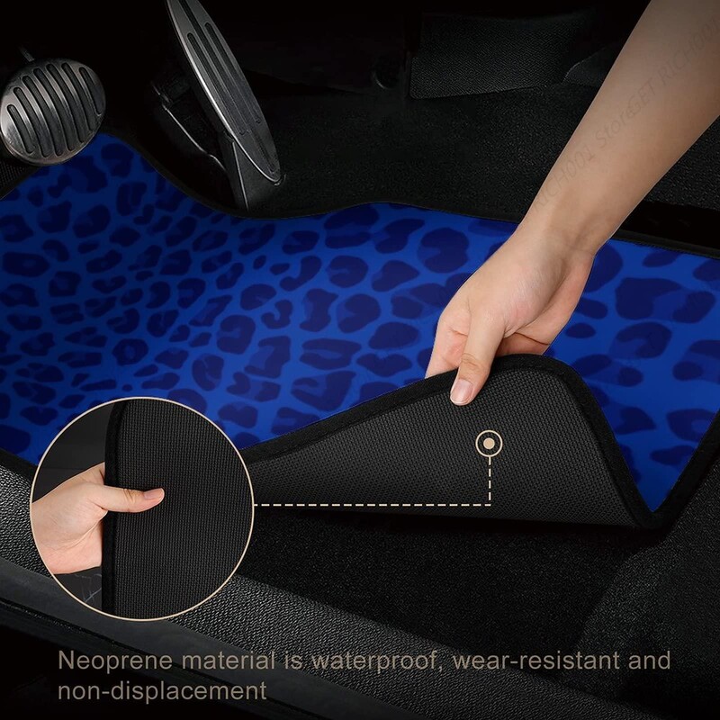 Zila leoparda apdruka 4 gab. Auto paklāji Automašīnu paklāji Pilni komplekti Universāli piemēroti apvidus auto, furgoniem kravas automašīnām Aizsardzība pret jebkuriem laikapstākļiem