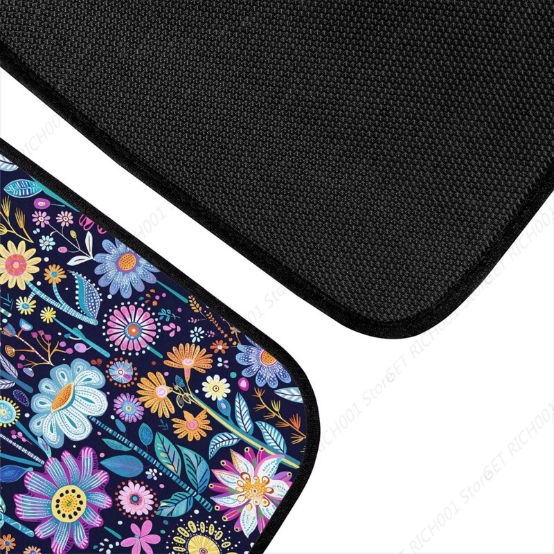 Hippie Flower Lotus Blue automašīnu grīdas paklāji Lieljaudas gumijas automašīnu paklājiņi, 4 dab. automašīnu paklājiņu komplekts, universāli ūdensizturīgi auto grīdas paklāji