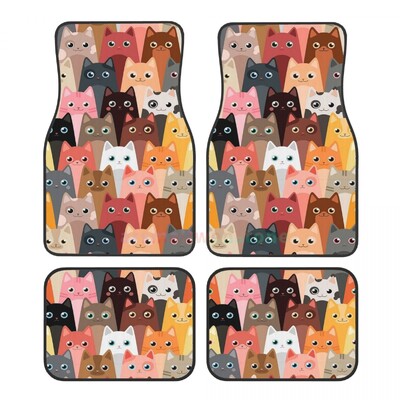 Capete de pisică colorate 4 buc. Covoraș de podea pentru femei din catifea de cristal, covoraș de podea anti-fouling Accesorii pentru interiorul mașinii
