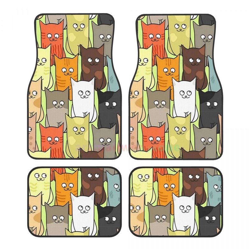 Capete de pisică colorate 4 buc. Covoraș de podea pentru femei din catifea de cristal, covoraș de podea anti-fouling Accesorii pentru interiorul mașinii