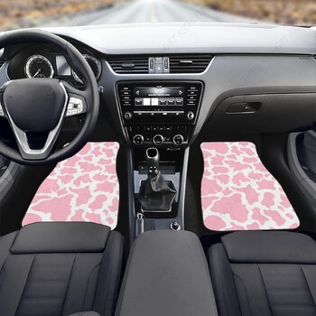 Ροζ Cow Print Auto Floor Mat Full Cover Set, εμπριμέ πατάκι αυτοκινήτου Μοκέτα Λαστιχένια πατάκια αυτοκινήτου για άνετα