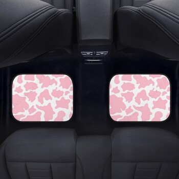 Ροζ Cow Print Auto Floor Mat Full Cover Set, εμπριμέ πατάκι αυτοκινήτου Μοκέτα Λαστιχένια πατάκια αυτοκινήτου για άνετα