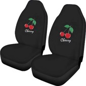 Adorabile Huse pentru scaune auto cu imprimeu cireș Vehicule Moale Durabile Accesorii auto Decorații Negru Universal Fit Rezistent la praf