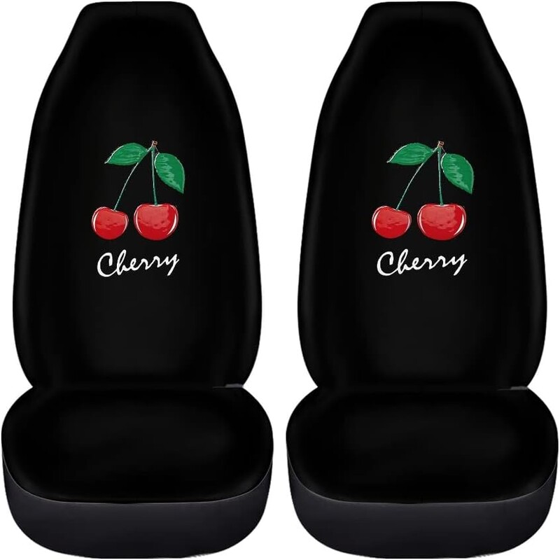 Adorabile Huse pentru scaune auto cu imprimeu cireș Vehicule Moale Durabile Accesorii auto Decorații Negru Universal Fit Rezistent la praf