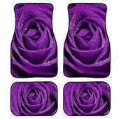 Visiem laikapstākļiem paredzētas automašīnas grīdas paklājs sievietēm Premium, biezi plīša priekšējie/aizmugurējie paklāji tumši violeti rozā ar ūdens pilienu dizainu