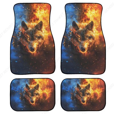 Covorașe de podea pentru mașină Cool Wolf Trend Set complet Covorașe de cauciuc pentru mașini, protecție interioară pentru orice vreme pentru față și spate
