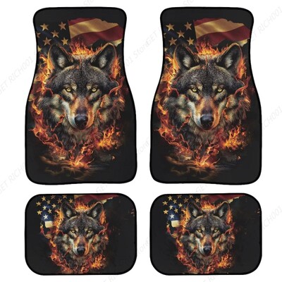 Covorașe de podea pentru mașină Cool Wolf Trend Set complet Covorașe de cauciuc pentru mașini, protecție interioară pentru orice vreme pentru față și spate