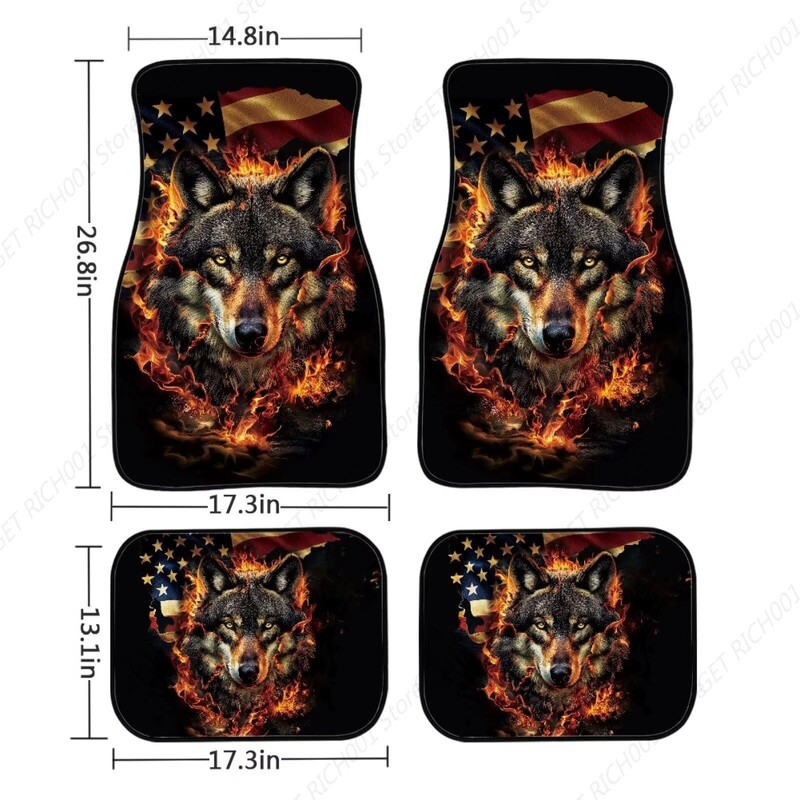 Covorașe de podea pentru mașină Cool Wolf Trend Set complet Covorașe de cauciuc pentru mașini, protecție interioară pentru orice vreme pentru față și spate