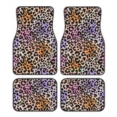 Leopard Print 4PCS Crystal Velvet Ženska podna prostirka za automobil, Protiv obraštanja Podna prostirka za automobil Dodatna oprema za unutrašnjost automobila