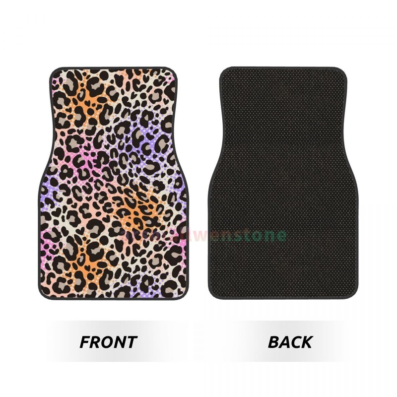 Leopard Print 4PCS Crystal Velvet Ženska podna prostirka za automobil, Protiv obraštanja Podna prostirka za automobil Dodatna oprema za unutrašnjost automobila