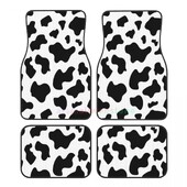 Covoraș de podea pentru mașină pentru femei, cu imprimeu de vaca, 4 bucăți, catifea de cristal, covoraș pentru podea auto anti-fouling Accesorii pentru interiorul mașinii