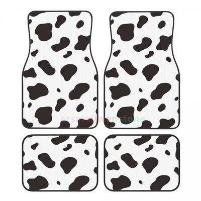 Covoraș de podea pentru mașină pentru femei, cu imprimeu de vaca, 4 bucăți, catifea de cristal, covoraș pentru podea auto anti-fouling Accesorii pentru interiorul mașinii