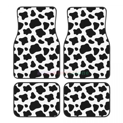 Covoraș de podea pentru mașină pentru femei, cu imprimeu de vaca, 4 bucăți, catifea de cristal, covoraș pentru podea auto anti-fouling Accesorii pentru interiorul mașinii