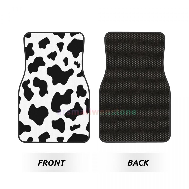 Covoraș de podea pentru mașină pentru femei, cu imprimeu de vaca, 4 bucăți, catifea de cristal, covoraș pentru podea auto anti-fouling Accesorii pentru interiorul mașinii