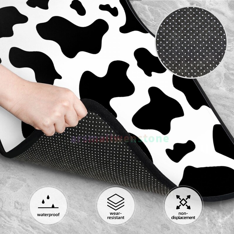 Covoraș de podea pentru mașină pentru femei, cu imprimeu de vaca, 4 bucăți, catifea de cristal, covoraș pentru podea auto anti-fouling Accesorii pentru interiorul mașinii