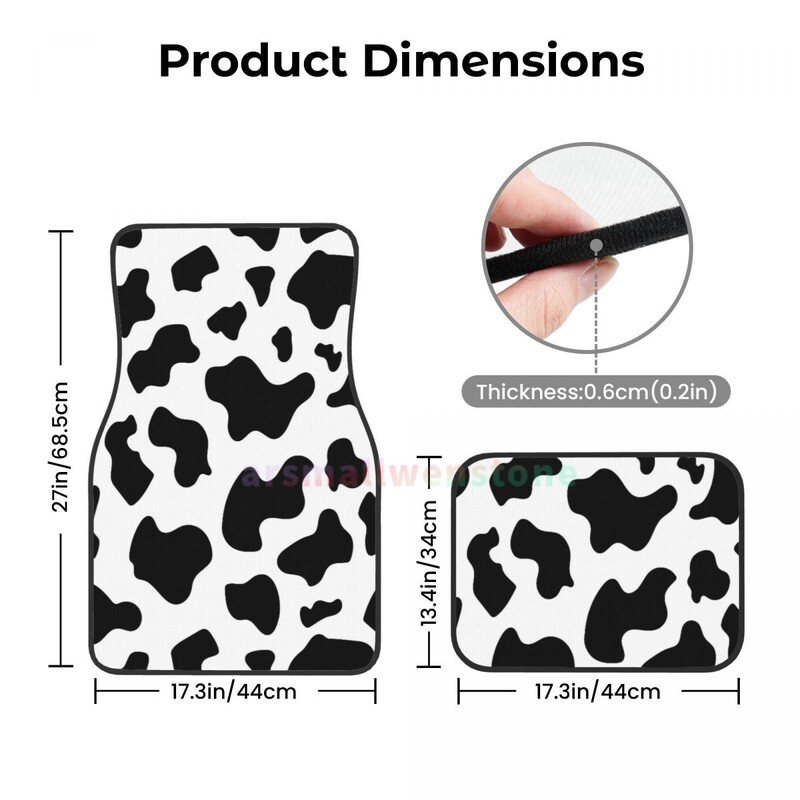 Covoraș de podea pentru mașină pentru femei, cu imprimeu de vaca, 4 bucăți, catifea de cristal, covoraș pentru podea auto anti-fouling Accesorii pentru interiorul mașinii