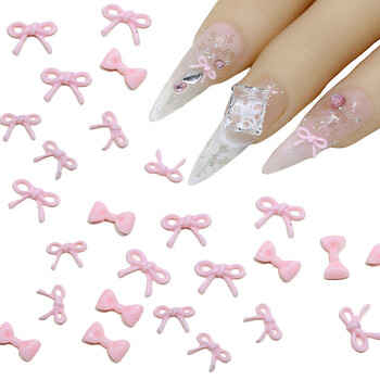  Sweet Pink Bow Mixed Nail Art Αξεσουάρ Μίνι μικρό παπιγιόν Αξεσουάρ νυχιών ρητίνης 100τμχ