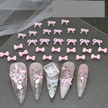  Sweet Pink Bow Mixed Nail Art Αξεσουάρ Μίνι μικρό παπιγιόν Αξεσουάρ νυχιών ρητίνης 100τμχ