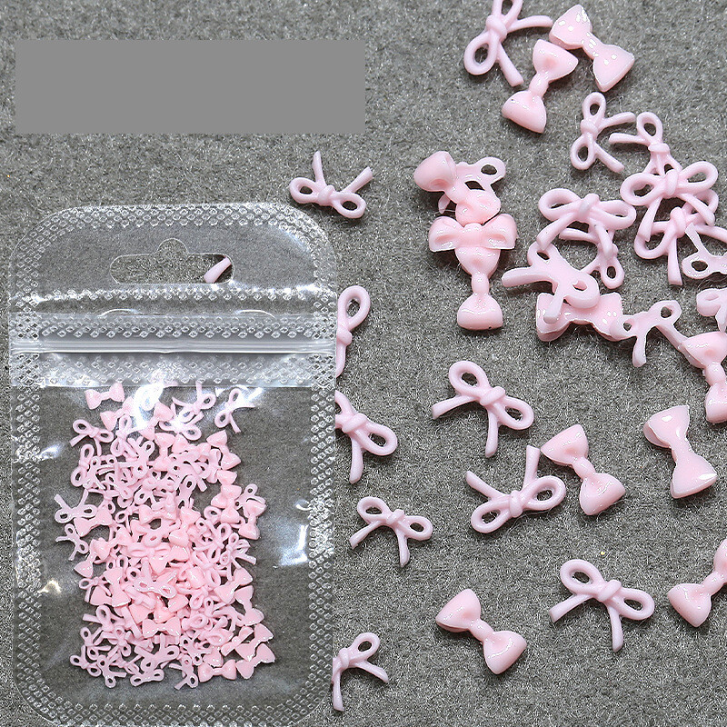  Sweet Pink Bow mišri nagų dailės priedai Mini maži peteliškės dervos nagų priedai 100 vnt