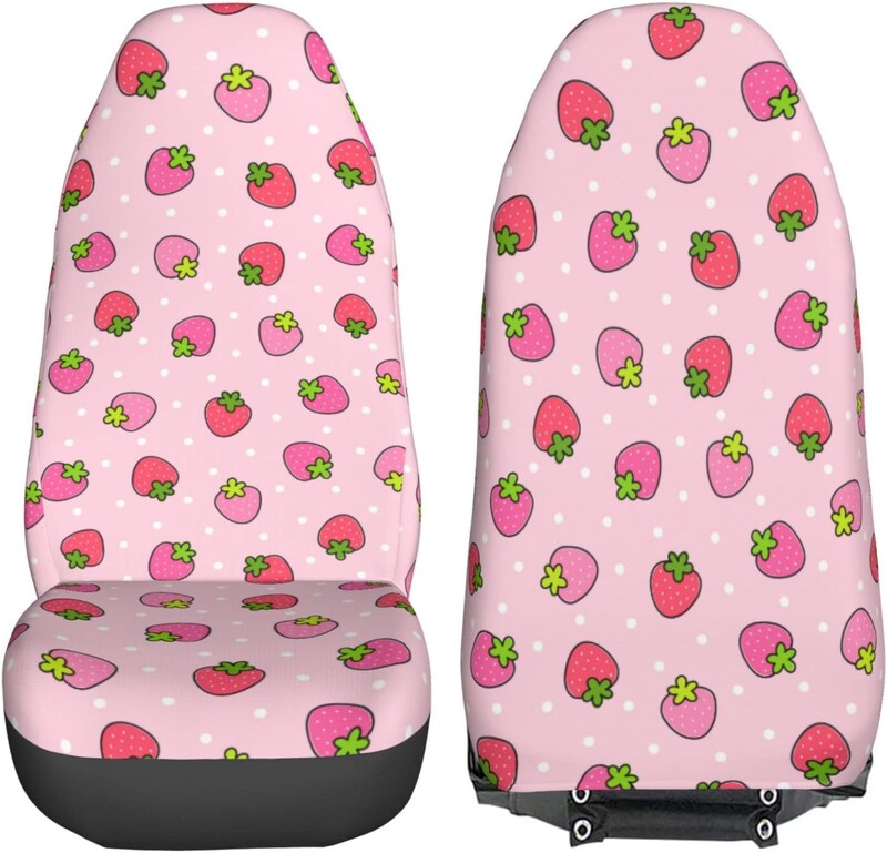 Huse scaune mașini roz căpșuni 2 buc Huse scaune auto Numai scaunele din față