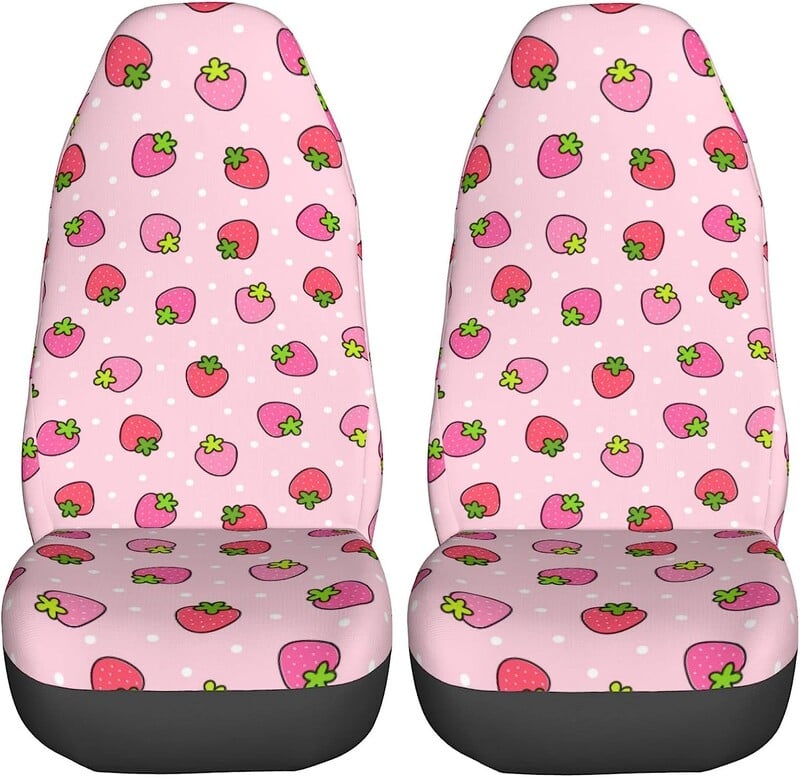Huse scaune mașini roz căpșuni 2 buc Huse scaune auto Numai scaunele din față