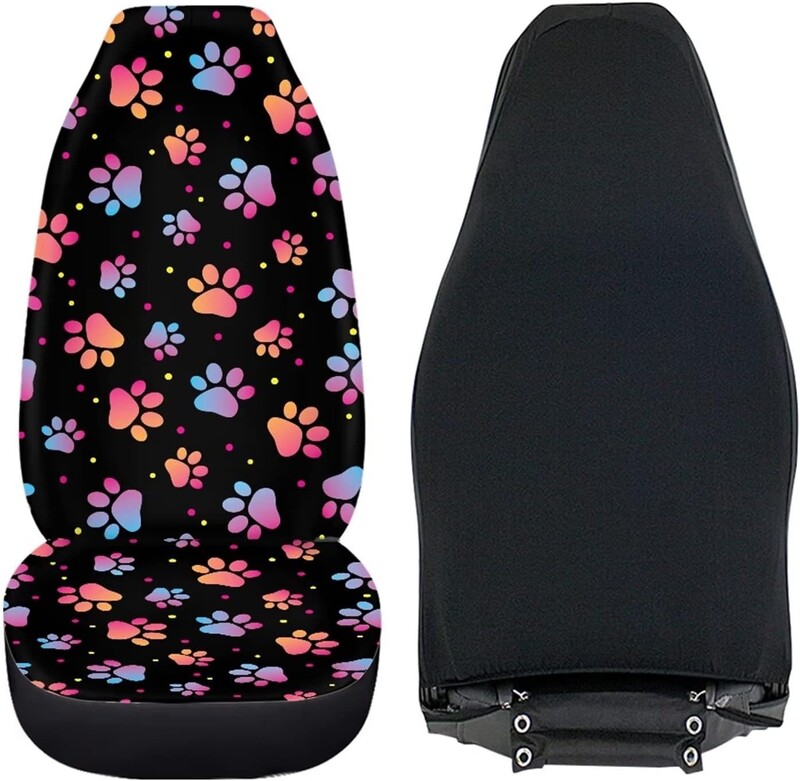 Cute Dog Paws sēdekļu pārvalki automašīnām, 2 gab., Kawaii sieviešu vīriešu priekšējais automašīnas sēdekļa pārsegs, universāls piemērots transportlīdzekļa sēdekļa aizsargs