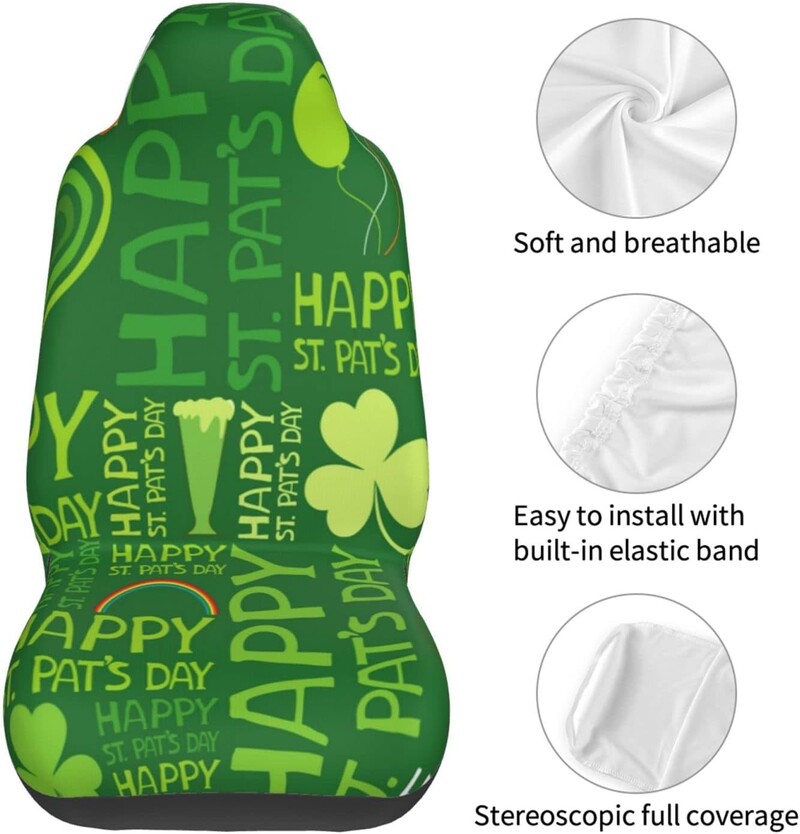 Huse pentru scaune de mașină St. Patrick's Day Green Protector universal pentru scaune față auto potrivite pentru mașină SUV Sedan camion