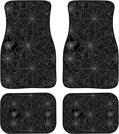 Pachet de 4 covoraș pentru mașină cu imprimeu Pânză de păianjen pentru femei și bărbați Decor mașină de Halloween