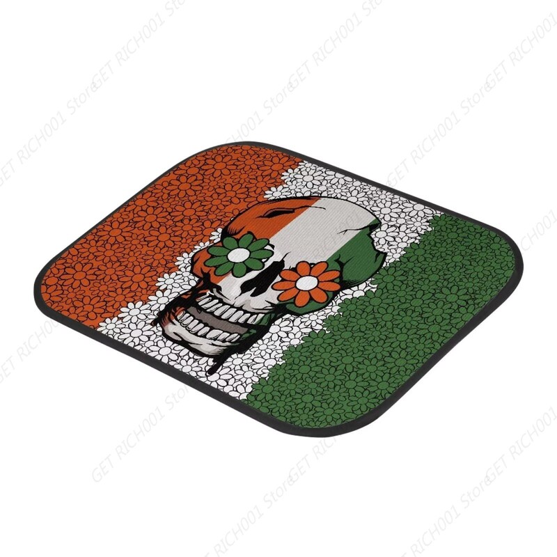 Craniu Floare Verde Portocaliu Covorașe Mașină Set De 4 Bucăți Covorașe Auto Față și Spate Se potrivesc majorității camioanelor Suv Sedan