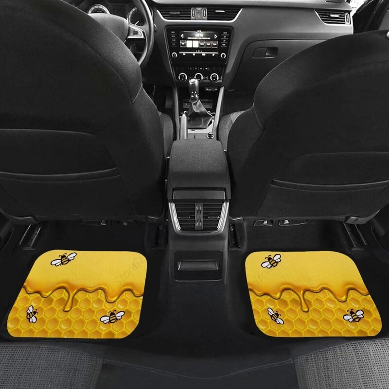 Honey Bee Yellow Auto grīdas paklāji priekšējie un aizmugurējie automašīnas grīdas paklāji transportlīdzekļu grīdas paklāji Universal Fit Auto