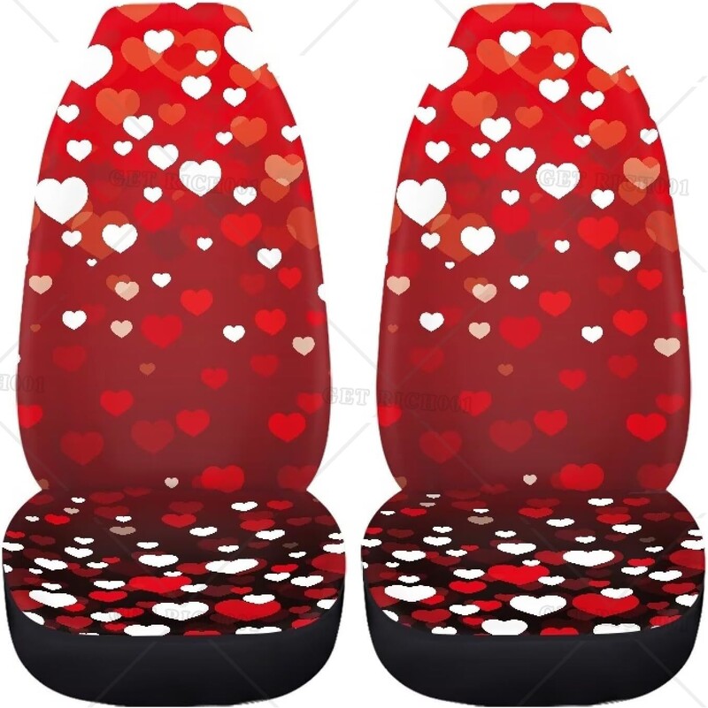 Navlake za prednja sjedala automobila za Valentinovo za žene, muškarce, ispis u obliku srca Automobilske navlake za sjedala, set od 2 štitnika za sjedala