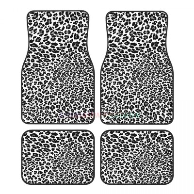 Leopard 4PCS Crystal Velvet ženska podna prostirka za automobile, podna prostirka za automobil protiv obraštanja Dodaci za unutrašnjost automobila