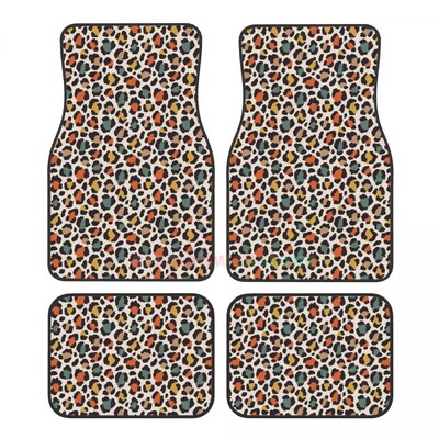 Leopard 4PCS Crystal Velvet ženska podna prostirka za automobile, podna prostirka za automobil protiv obraštanja Dodaci za unutrašnjost automobila
