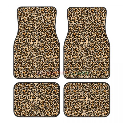 Leopard 4PCS Crystal Velvet ženska podna prostirka za automobile, podna prostirka za automobil protiv obraštanja Dodaci za unutrašnjost automobila