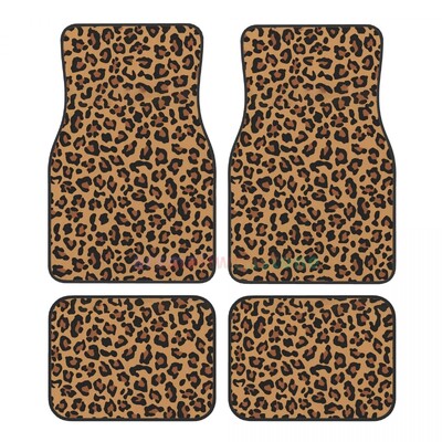Leopard 4PCS Crystal Velvet ženska podna prostirka za automobile, podna prostirka za automobil protiv obraštanja Dodaci za unutrašnjost automobila
