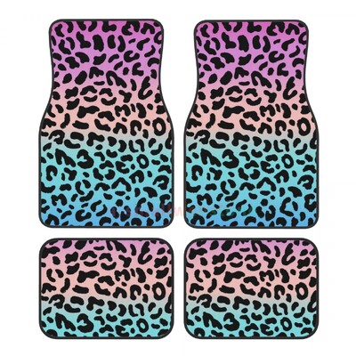 Leopard 4PCS Crystal Velvet ženska podna prostirka za automobile, podna prostirka za automobil protiv obraštanja Dodaci za unutrašnjost automobila