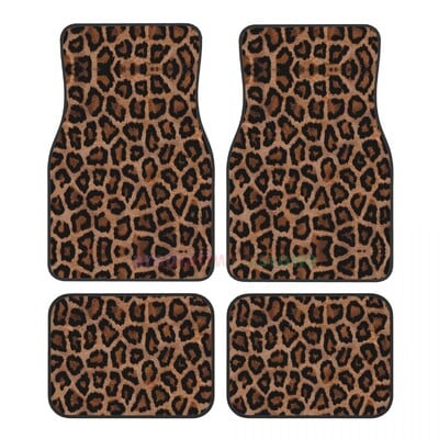Leopard 4PCS Crystal Velvet ženska podna prostirka za automobile, podna prostirka za automobil protiv obraštanja Dodaci za unutrašnjost automobila