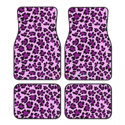 Leopard 4PCS Crystal Velvet ženska podna prostirka za automobile, podna prostirka za automobil protiv obraštanja Dodaci za unutrašnjost automobila